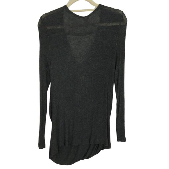 Free People Miss Rose Draped Front Jersey Knit Blouse Dark Grey Heather Wrap XS - Picture 3 of 16